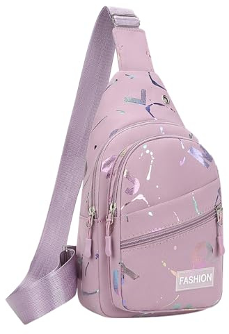 Sacoche Bandoulière Femme, Sac Poitrine Double Poche Résistant à l'eau, avec Entrée pour écouteurs, Femme Sac Poitrine, Mains Libres, pour Shopping, Cyclisme, Voyages