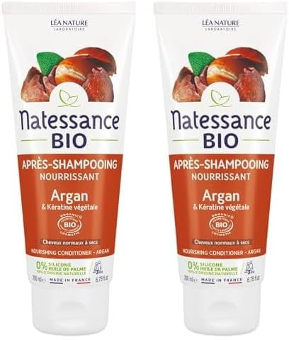 Natessance - Après-shampooing nourrissant - Argan Bio & Kératine végétale 200ml (Lot de 2)