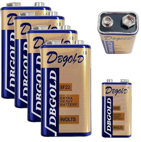 Aousavo DBGOLD 1604G 6F22 9 V 600 mAh batería de repuesto compatible con batería de iones de litio recargable 6F22 para detector de humo batería (4 PCS)