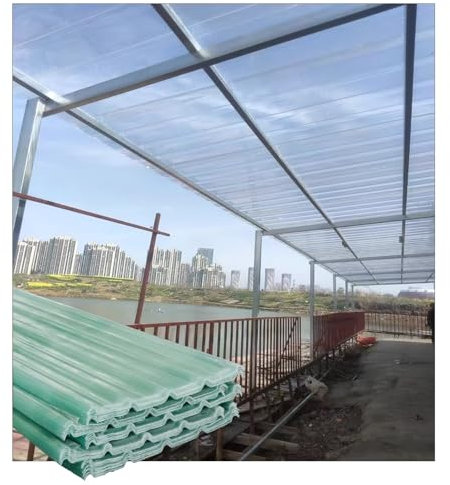 Wellplatte,Transparente Tageslichtplatten,Polyester kunststoff Wellbahn,Ersatz-Profilplatten Trapez,Wetterfest,UV-Beständig Dachpaneele,für Gewächshaus Carports(7pcs,0.9*1.6M/35*63IN_1.2MM)