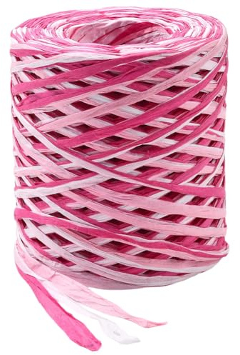 SOFPLATE Cinta de Rafia Rosa de Cinta de Papel para Manualidades Larga para San Valentín Romántica Colorida para Fiestas Regalos Decoración Cordón de Embalaje para Ramos de Floristería Manualidades.