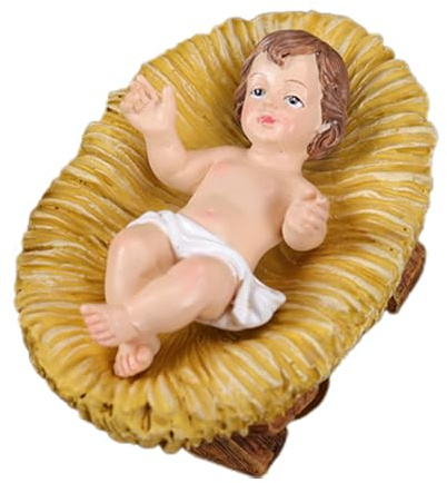 Sionhiuo Figura de niño Jesús en el pesebre, figura de niño Jesús en el pesebre - Figuras de Belén de resina - Bebé Jesucristo en figuras para decoración interior de Navidad