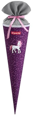 Step by Step Schultüte „Pretty Unicorn Nuala“, rosa, passend zum Schulranzen, aus recycelten PET-Flaschen, Verschluss aus Stoff, 5 l Füllvolumen, 70 cm Höhe