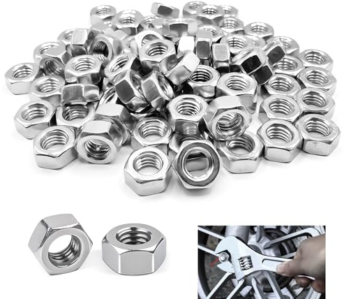 100 Pièces Écrous M6 Hexagonaux Inoxydable, Ecrou M6 Standard DIN 934 ISO 4032, Filetage Métrique Résistant à la Corrosion, Contre Écrou Hexagonal pour Vis Boulons Assemblage Mécanique Industriel