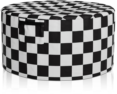 Copertura per Braciere Rotonda Copertura antipolvere for barbecue rotondo pesante da esterno, impermeabile, for braciere patio, antipioggia, protezione solare, copertura for(Checkerboard,127X61CM)
