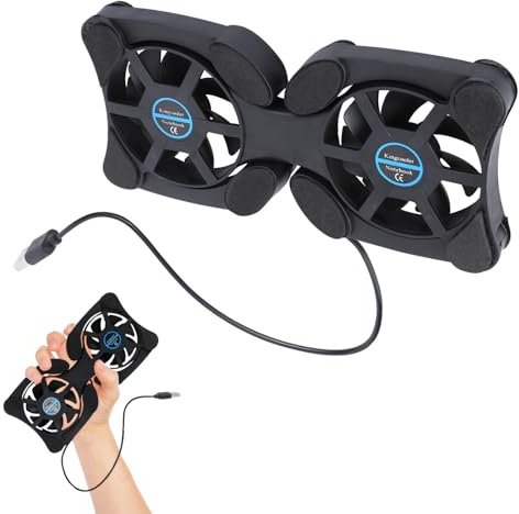 OATIPHO Base di Raffreddamento USB Pieghevole per Laptop Piccolo 2 Ventole da 70 MM, Supporto Anti-Scivolo e Protezione Notebook, Dispositivo Risparmio Energetico per Raffreddamento