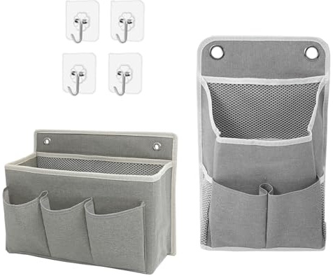 2 stycken hängande organisatör för garderob med 4 krokar, vikbar hängande linnetyg, väggorganisatör, hängande förvaringsväska, för badrum, sovrum, kontor, husbil
