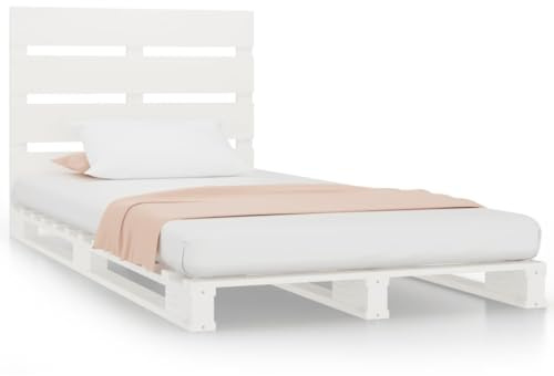 mtlskopl Einzelbettgestell 75x190 cm Kiefer massiv weiß Modernes Design mit Lattenrost Stauraumbett ohne Matratze für Jugendzimmer Gästezimmer Schlafzimmer