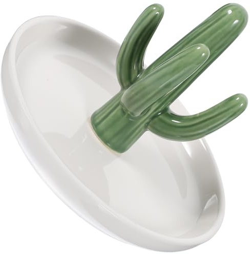 Anneome Porta Anelli in Ceramica a Forma di Cactus, Organizer Gioielli Multifunzionale per Desktop Design Elegante e Materiale Ceramico