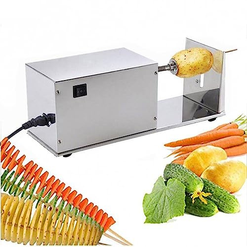 QUSYZD Affettatrice per Patate a Spirale Commerciale, taglierina elettrica in Acciaio Inossidabile per Patatine Fritte a Spirale, Adatta per Frutta, Patate, cetrioli o ca,