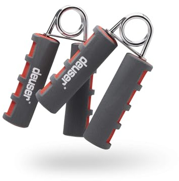 Deuser HANDGRIP Handtrainer (1 Paar) | 15 kg Widerstand | Unterarmtrainer mit verchromten Federringen | Ergonomische Schaumstoffgriffe | Griffkraft Trainer | Unterarm Trainingsgerät | Hand Trainer
