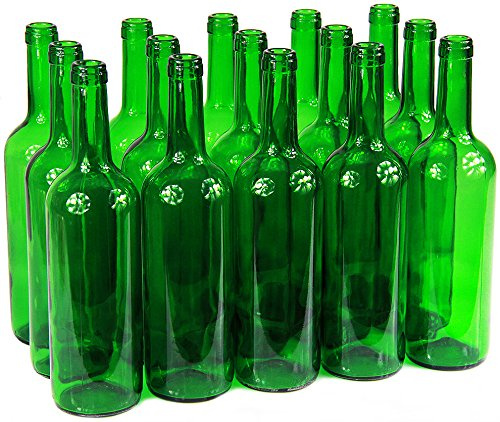 Lot de 8 bouteilles de vin vides en verre sans bouchon - 750 ml - 3 couleurs - Sans bouchon - Vert