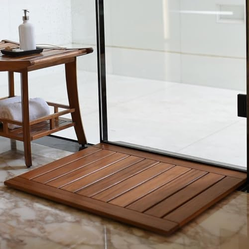 Badezimmer Duschmatte - Fußmatte aus massiven Teakholz 76 x 61cm IT-530211