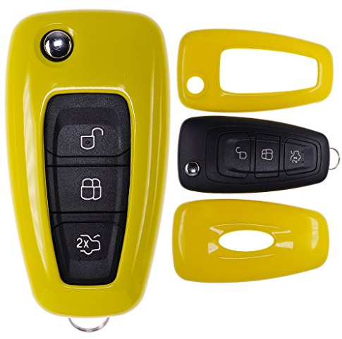 Klapp Schlüssel Cover Hülle für Ford Mondeo S-Max Focus Fiesta Transit/Farbe: Gelb