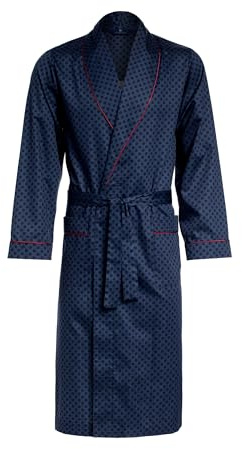Revise Herrmorgonrock Guido RE-504/Elegant/100 % bomull, Mörkblå med punkter, 3XL