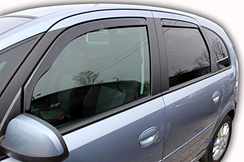 J&J AUTOMOTIVE Windabweiser passend für Opel Meriva 5-Türer 2003-2010 4tlg, Heko Regenabweiser Vorne Hinten Getönt Dunkel Passform