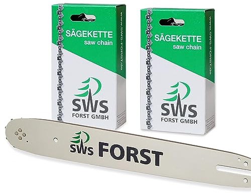 45cm SWS Forst GmbH Schwert mit 2 Vollmeißel Sägeketten 325 1,5mm 72TG kompatibel mit Husqvarna 545