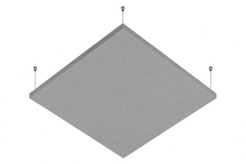 Panneau acoustique ignifugé R ROSTAGNO 100x100x4 cm Marquage CE, finition en tissu. - Positionnement de suspension au plafond avec câbles réglables (GRIS)