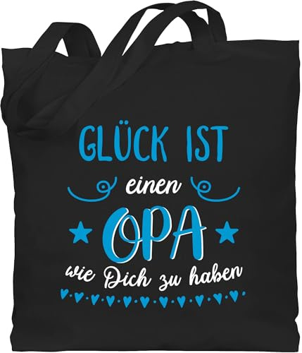 Shirtracer - Baumwolltasche - Statement Sprüche Kinder - Glück ist einen Opa wie dich zu haben Blau Weiß