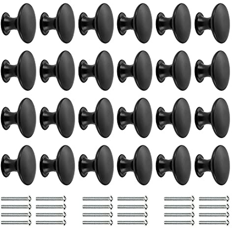 Coptiner 24 Stück Schrankgriffe Schwarz Knopf für schrank Schubladenknöpfe Möbelknöpfe Türgriffe 30 mm Knauf für Schrank Schrank Kleiderschrank Möbel Schublade Küche