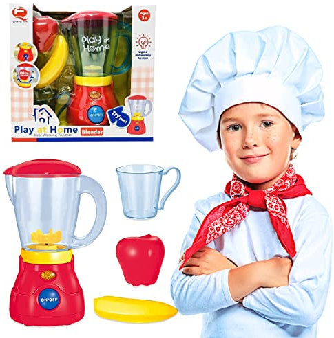 Xwin Sportseries Pretend Play Mixer Blender Toy Set With Realistic Light & Sound, Kids Smoothie Maker Toy With Pretend Fruit & Mug For Kids Age 3+