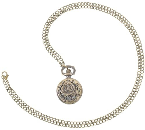 UKCOCO Antike Taschenuhr. Taschenuhr Mit Blumen Dekorative Taschenuhr Messing- Taschenuhren. Quarz- Taschenuhr. Retro Taschenuhr. Taschenuhr Halskette. Steampunk-taschenuhr Jahrgang Rosen