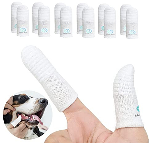 MoiiLavin Pet Toothbrush for Small to Large Dogs Cats,Soft High Grade Finger Toothbrush,Teeth Oral Cleaning,Dental Care, 1 Set for Two Fingers White (12)
