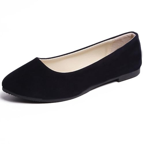 Hwalleum Zapatos planos de ballet para mujer, sencillos, casuales, planos, de color sólido, para mujer, para mujer, niñas, bailarina, trabajo, oficina, formal, cómodos, puntiagudos, sin cordones,