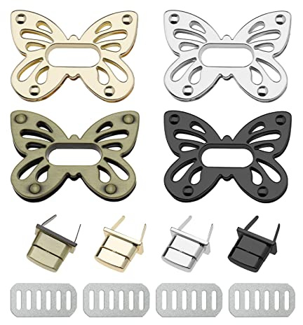 Be In Your Mind 4 STÜCKE Handtaschenverschlüsse Clutch Bag Verschlüsse Geldbörse Schnalle Schmetterlingsform Metall Drehverschluss Hardware für DIY Herstellung Crossbody Damen Tasche
