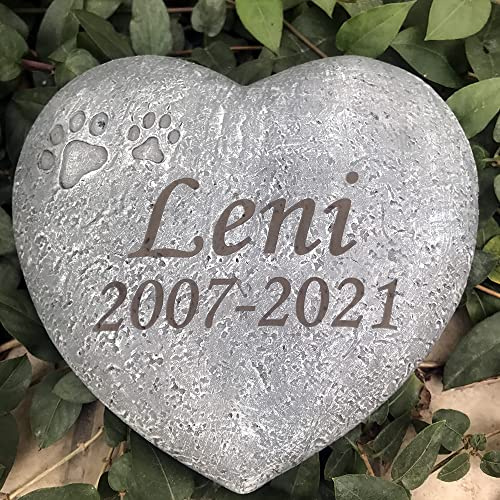 CUDMORERBE Personalisierte Pfotenabdrücke Haustier-Gedenksteine, herzförmiger Hundegrabmarker, benutzerdefinierter Grabstein für den Garten für draußen oder drinnen, Haustierbeileidsgeschenk