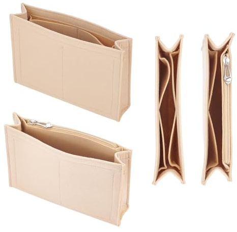 WADORN 2 Styles Filz Geldbörsen Organizer Einsatz, Handtaschen Former Liner Mit Reißverschluss Öse Beutel Trageeinsatz Trennwand Organizer Mehrere Fächer Tascheninneneinsatz Zubehör, Khaki