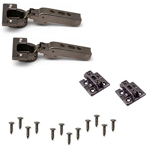 2 stycken möbelgångjärn J95 för extra tunga dörrar upp till 25 kg! Inklusive monteringsplattor, stängande, med stöd. Grytband för tung last, möbelband från LAMP®/Japan (svart nickel)
