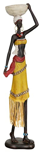 GILDE Scultura decorativa moderna donna – decorazione africana in resina – stile africano – altezza 46 cm