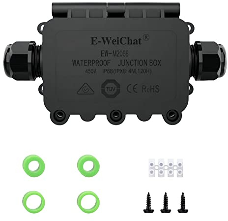 KLJ Anschlussdose Wasserdichter IP68 2-Wege-Stecker M2068-2T Koaxialkabelanschluss Kabelbereich 5 bis 12 mm Elektrisches externes Stromkabel Anschlussdosen (KLJ-FSH-2T, 1)