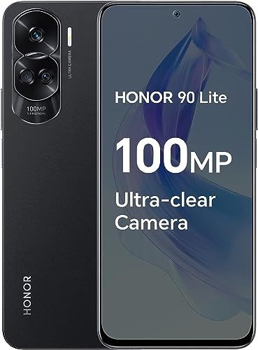 HONOR 90 Lite 5G Smartphone avec Triple Caméra 100 Mpx, 8+256 Go, Écran 6,7 90 Hz, 4 500 mAh, Double SIM, Android 13, Noir