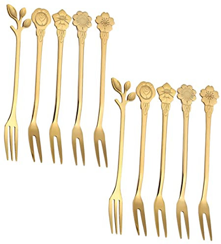 TOPBATHY Stainless Steel Tine Fruit Forks Dessert Cake Forks for Boys and Girls Adults