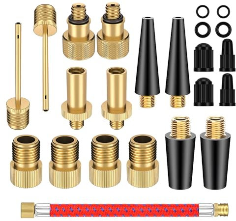 ONEWEST 21 Teiliges Set Französisches Ventil Adapter,Fahrradventil Adapter,Fahrradventil Mit Aufbewahrungsbox für DV AV SV Fahrradventile für Fahrräder/Sportbälle/Schlauchboote/Autos