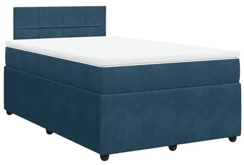 vidaXL Boxspringbett mit Matratze Blau 120x200 cm Samt