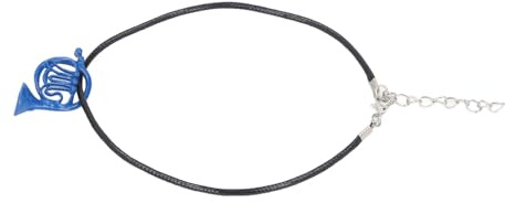 Wifehelper Halskette mit Waldhorn-Anhänger, Handgefertigt, Einzigartiges Blaues Design, Verstellbare Kette, Musikschmuck. Silberner Waldhorn-Anhänger, Musikinstrument-Schmuck für Liebhaber