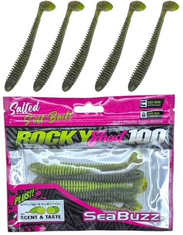 SEABUZZ Gummifische Angelköder Set 5 STK x 100mm - Gummiköder für Hecht | Wels & Zander - Forelle & Barsch Kunstköder - Raubfisch Angelnset - Süß- und Salzwasser Angelausrüstung