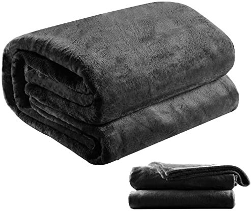 Manta mullida, 150 x 200 cm, manta de forro polar, manta para sofá, manta acogedora, manta para mantener el calor, manta cálida, manta para el salón, manta (150 x 200 cm), color negro