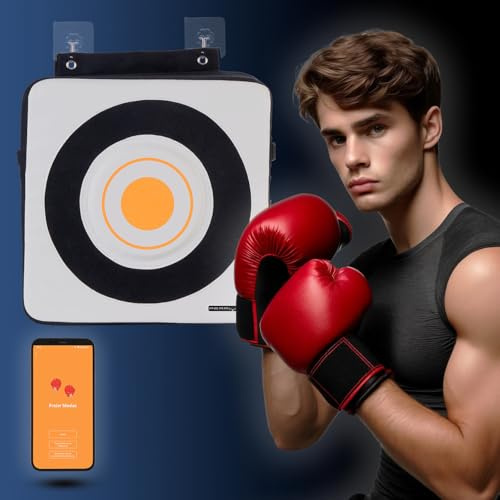PEARL Sports Boxtrainer: Wand-Boxsack, App für iOS und Android, Bluetooth, Schlagkkraftmessung (Boxkissen, Boxwand, iPad)