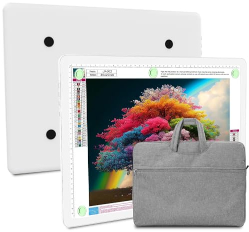 Elice Wiederaufladbares A3-Lichtpad mit Tragetasche, magnetisches LED-Lichtbrett mit physischer Taste, superhelles Diamantkunst-Lichtpad, ultradünne Leuchtbox zum Nachzeichnen, Jäten, Diamantmalerei -