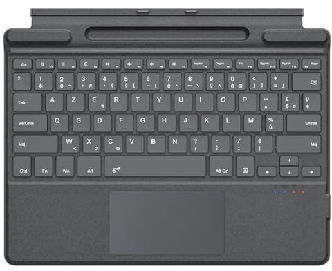 TiMOVO Clavier Compatible avec Microsoft Surface Pro 11/10/9/8/X, Clavier AZERTY avec Trackpad et Porte-Stylet, Gris