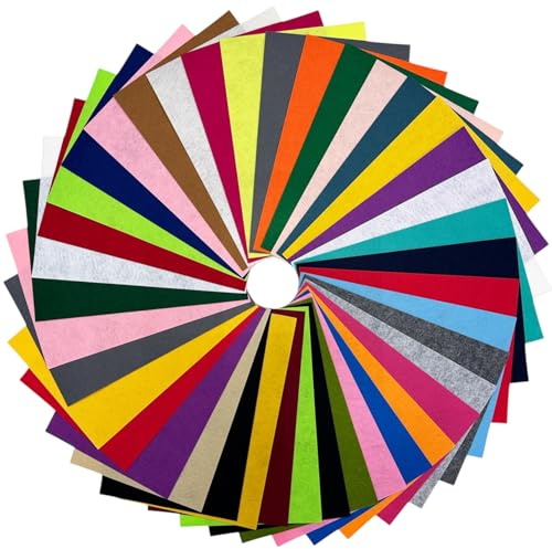 CHESTAF 40pcs Felt Fabric Sheet, A4 30 x 20 CM 1mm Thick Assorted Coloured, Stiff Felt Sheets for Crafting, DIY Craftwork Fabric Sewing Patchwork Crafts, Nonwoven Polyester Squares
