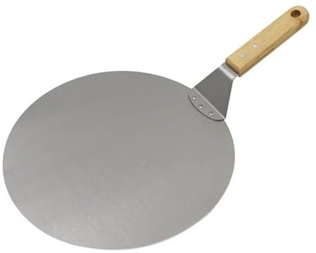 PPQIRU Pelle à Pizza Pelles à Pizza avec Manche en Bois, Rondes en Acier Inoxydable, Outils à gâteaux, Accessoires de Cuisson de Cuisine, 10 Pouces pour La Cuisson