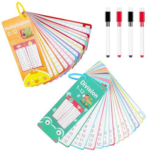 Lociban 2 Sätze Lernkarten, 1x1 Lernen Spiel, Einmaleins Lernen, 1x1 Lernkarten Multiplikation Division, Einmaleins Spiel, Mathe Karten ab 5 Jahren zum Rechnen Lernen (30 Blätter)