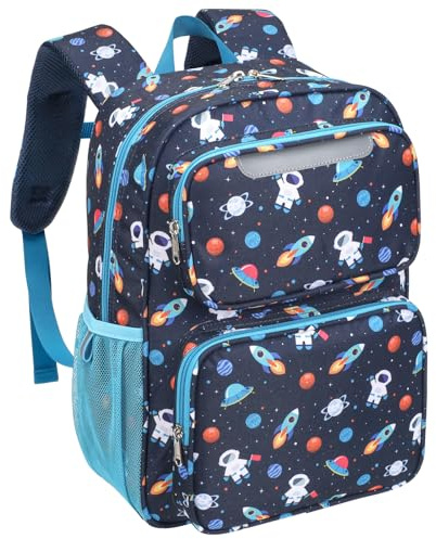 Bagseri Kids Backpack for Boys 4-8 Years - 15L School Bag for Reception & Primary KS1 (Years 1-3), Childrens Rucksack Fits A4 Folder, Boys Backpack with Chest Strap, Dark Blue Space