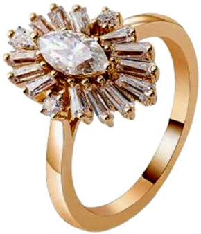 YUGNA Bague d'anniversaire pour femme en argent sterling 925 plaqué or 14 carats et moissanite 1-3 x 5 mm (DEF-VVS), pierre de naissance et marquise d'avril | RNG-1551, Moissanite en argent sterling