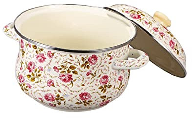 TOPPERFUN Pentola da Cucina Smaltata 18cm Doppio Manico, Pentola per Zuppa e Stufato a Fondo Piatto, Resistente al Calore, per Pasta, Riso e Brodo Domestico